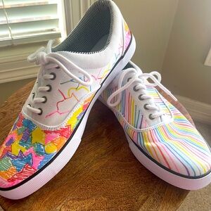 Mismatched, painted original one of a kind sneakers